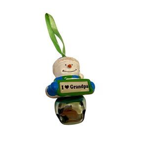 I Love Grandpa Snowman Bell Christmas Ornament Xmas Holiday